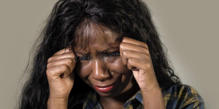 Black girl crying
