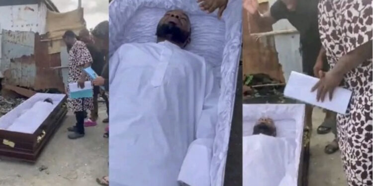 Panic as Man fails to wake up after shooting a scene in a casket